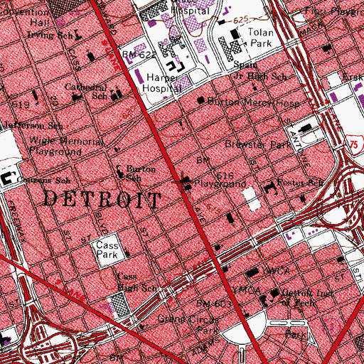 Topographic Map of First Presbyterian Church Historical Marker, MI