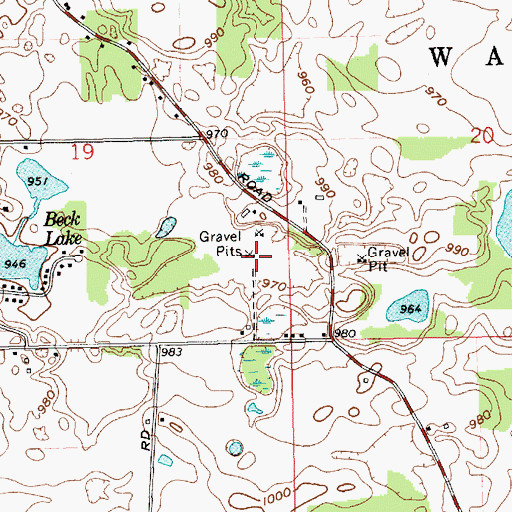Topographic Map of Varner Sand and Gravel Pit, IN