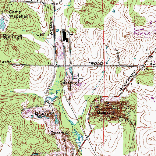 Topographic Map of Woolery Stone Quarry, IN