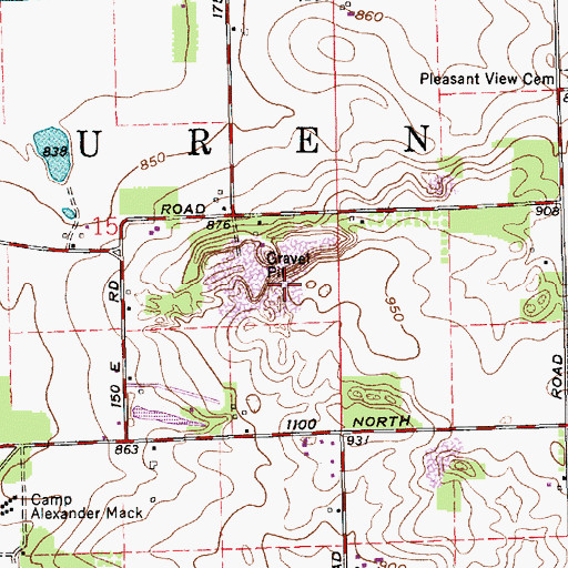 Topographic Map of Zimmerman Gravel Pit, IN