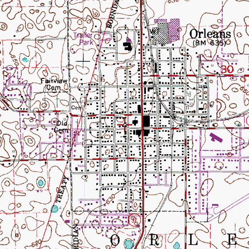 Topographic Map of Orleans United Methodist Church, IN