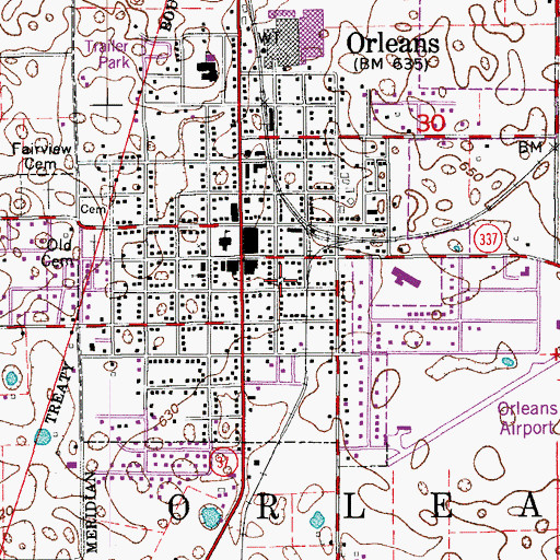 Topographic Map of Orange County House of Prayer, IN