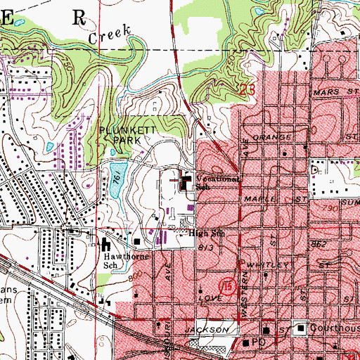 Topographic Map of Davis H. Hart Career Center, MO
