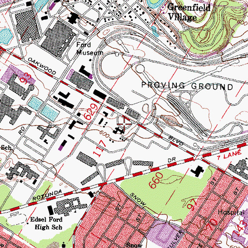 Topographic Map of Ford Airport Historical Marker, MI