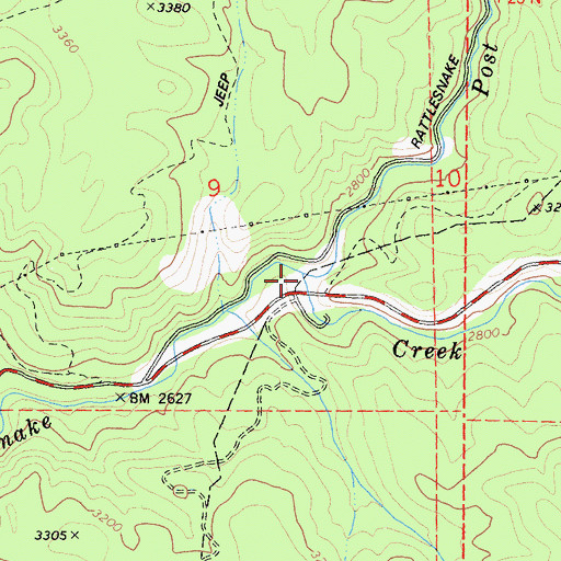 Topographic Map of Post Creek, CA