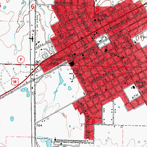 Topographic Map of Lincoln School (historical), MO