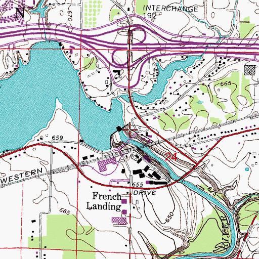 Topographic Map of French Landing Dam and Powerhouse Historical Marker (historical), MI