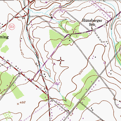 Topographic Map of Blooming Glen Quarry, PA