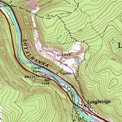 Topographic Map of Blue Stone Quarry, PA