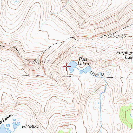 Topographic Map of Post Lakes, CA