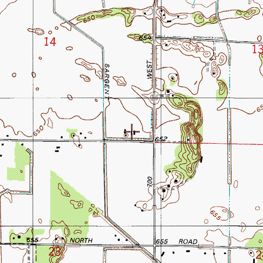 Topographic Map of Henning's Greenhouses, IN