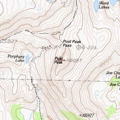 Topographic Map of Post Peak, CA