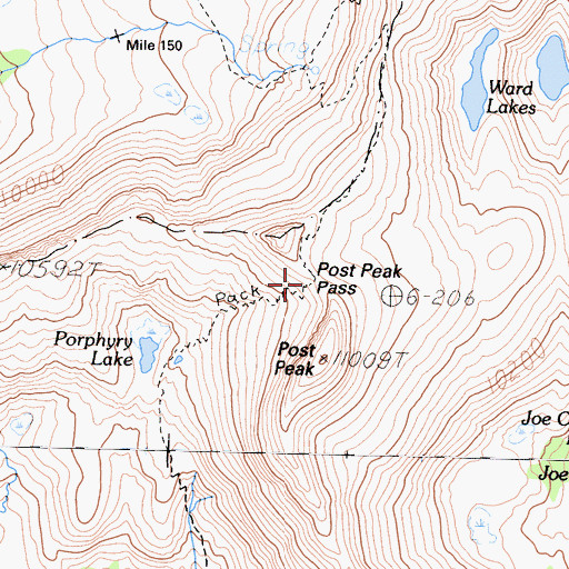 Topographic Map of Post Peak Pass, CA