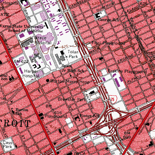 Topographic Map of Greater Shiloh Baptist Church Historical Marker, MI