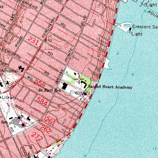 Topographic Map of Grosse Pointe Academy Historical Marker, MI
