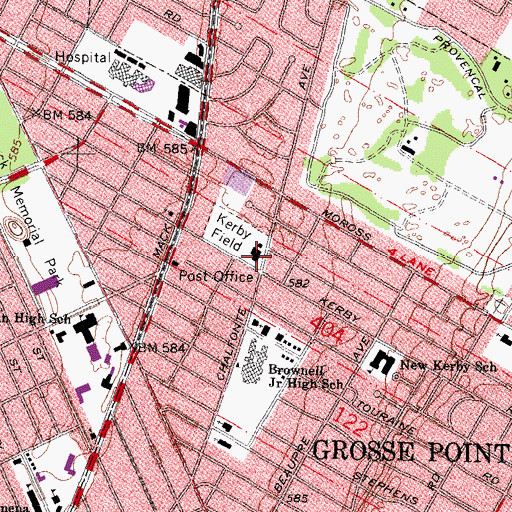 Topographic Map of Grosse Pointe Farms Sewage Pumping Station Historical Marker, MI