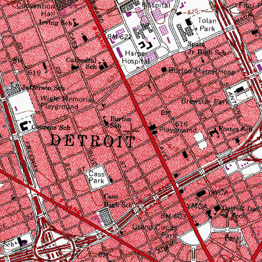 Topographic Map of James H Vhay House Historical Marker, MI
