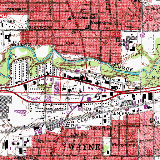 Topographic Map of Johnson's Tavern Historical Marker, MI