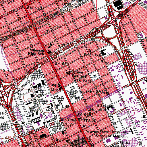 Topographic Map of Lewis College of Business Historical Marker, MI
