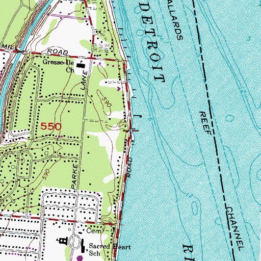 Topographic Map of Mansion House and Survey Tree Historical Marker, MI