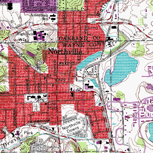 Topographic Map of Mill Race Historical Village Historical Marker, MI