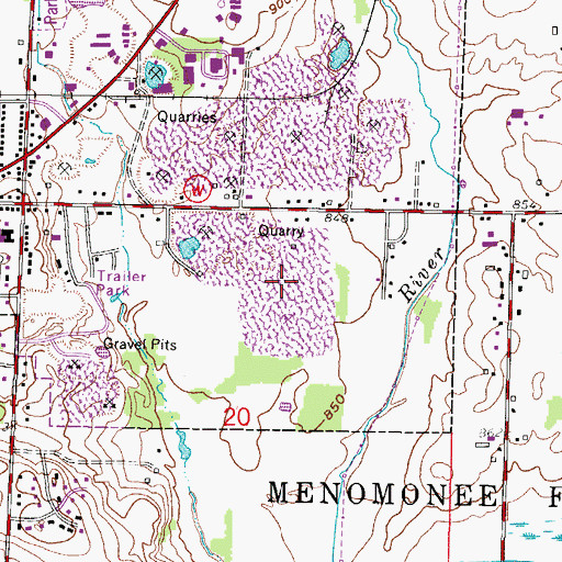 Topographic Map of Wislanco Limestone Quarry, WI