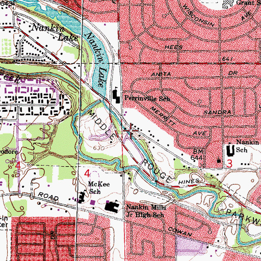 Topographic Map of Nankin Mills Historical Marker, MI