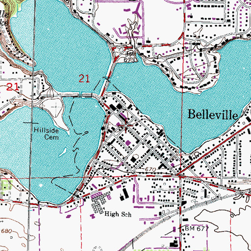 Topographic Map of Old Van Buren Township Hall Historical Marker, MI