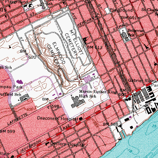 Topographic Map of Oldest Jewish Cemetery Historical Marker, MI