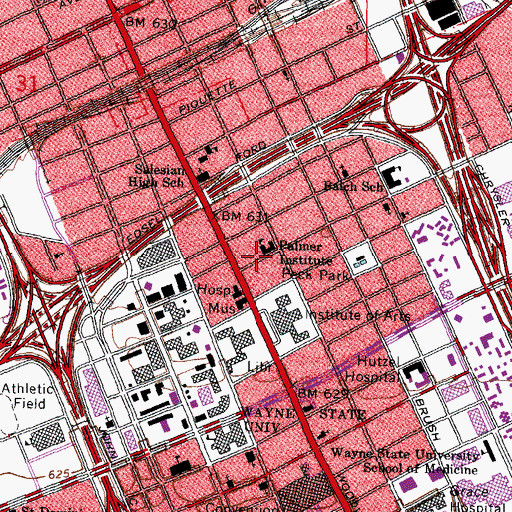 Topographic Map of Omega Psi Phi Historical Marker, MI