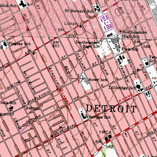 Topographic Map of Doctor Ossian Sweet Home Historical Marker, MI