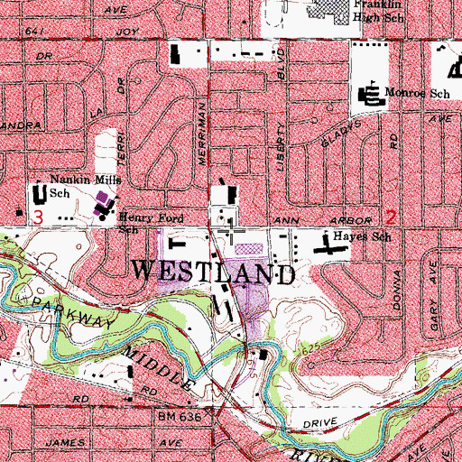 Topographic Map of Perrinsville Historical Marker, MI