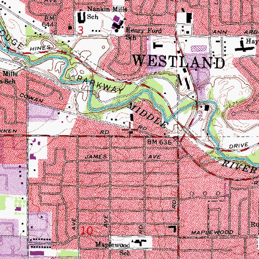Topographic Map of Perrinsville School Historical Marker, MI