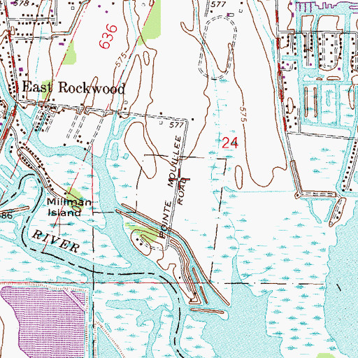 Topographic Map of Pointe Mouillee Marsh Historical Marker, MI