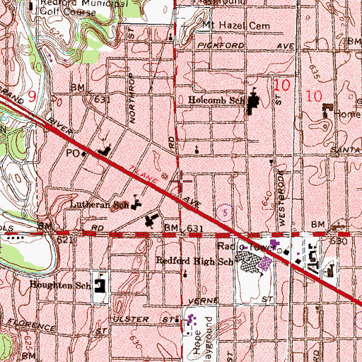 Topographic Map of Redford Theatre Historical Marker, MI