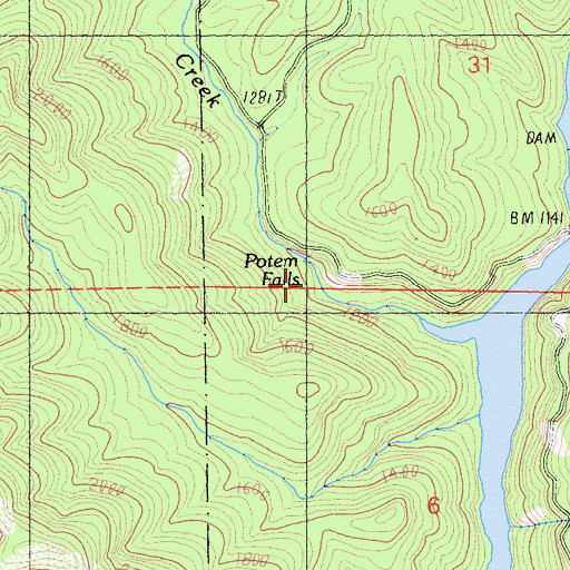 Topographic Map of Potem Falls, CA