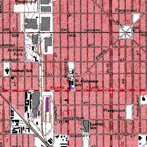 Topographic Map of Saint Alphonsus Parish Historical Marker, MI