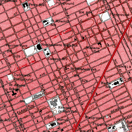 Topographic Map of Saint Elizabeth Church Historical Marker, MI