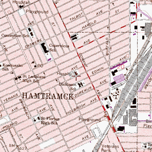 Topographic Map of Saint Francis Hospital Historical Marker, MI