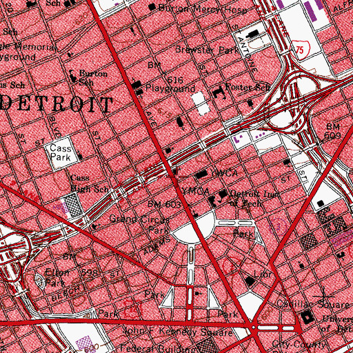 Topographic Map of Saint John's Episcopal Church Historical Marker, MI