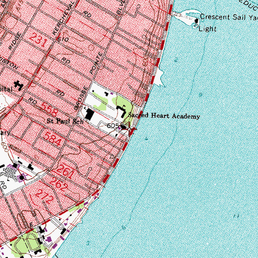 Topographic Map of Saint Paul Rectory and Parish House Historical Marker, MI