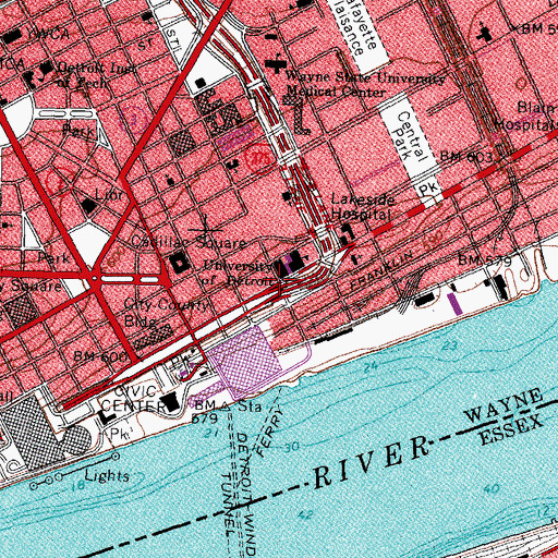 Topographic Map of Saints Peter and Paul Church Historical Marker, MI
