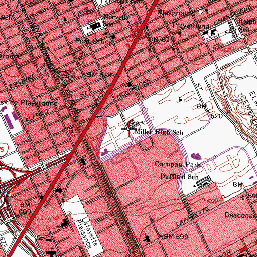 Topographic Map of Sidney D Miller Middle School Historical Marker, MI