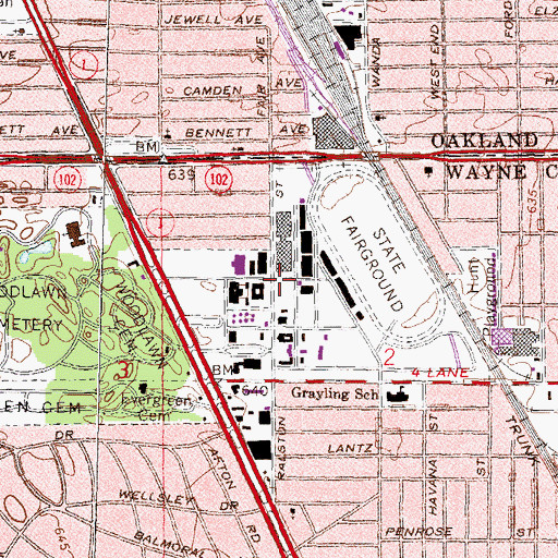 Topographic Map of State Fair Historical Marker, MI
