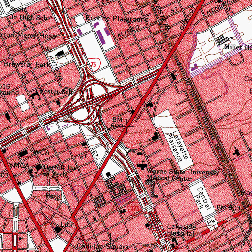 Topographic Map of Stroh Brewery Historical Marker, MI