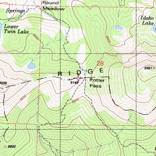 Topographic Map of Potter Pass, CA