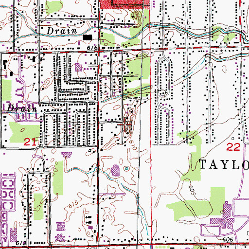 Topographic Map of Taylor Township Cemetery Historical Marker, MI