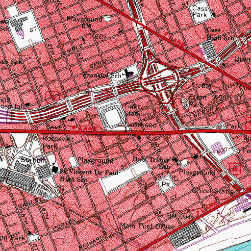 Topographic Map of Tiger Stadium Historical Marker (historical), MI