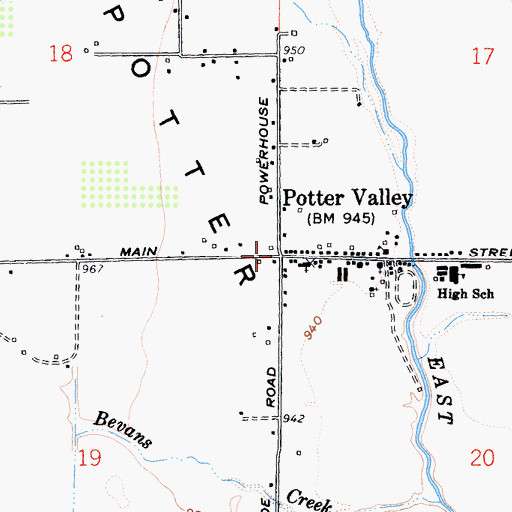 Topographic Map of Potter Valley, CA