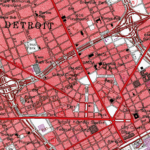 Topographic Map of Women's City Club of Detroit Historical Marker, MI